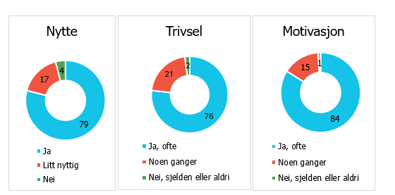 Figur 1. Respondentenes svar på opplevd nytte av, trivsel i og motivasjon for introduksjonsprogrammet.png